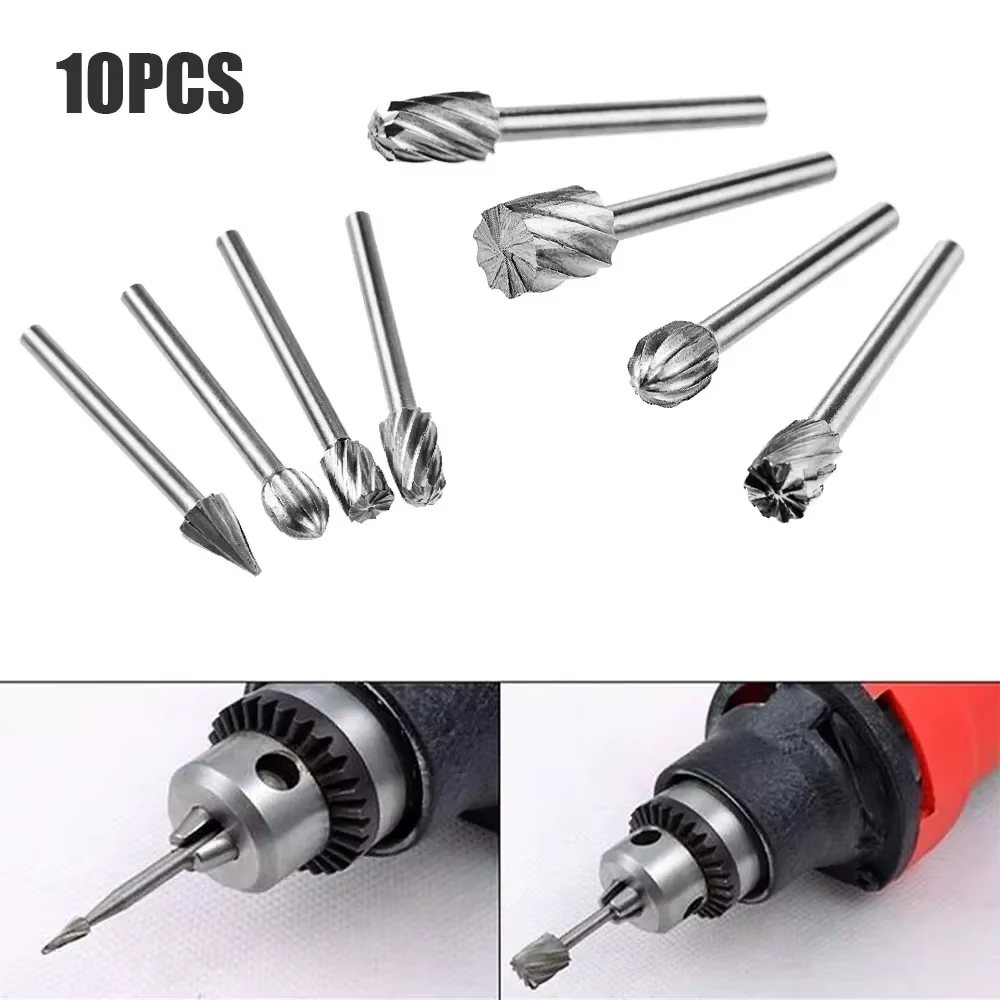 Lot de 10 fraises rotatives HSS pour défonceuse, outils de fraisage, de découpe, de gravure et de ponçage électrique pour le travail du bois et le bricolage