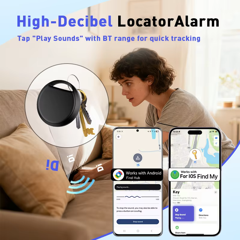 Traceur intelligent double système Android/iOS compatible avec Apple Find My et Google Find Hub – Localisation anti-perte pour iPhone et Xiaomi (GMS)