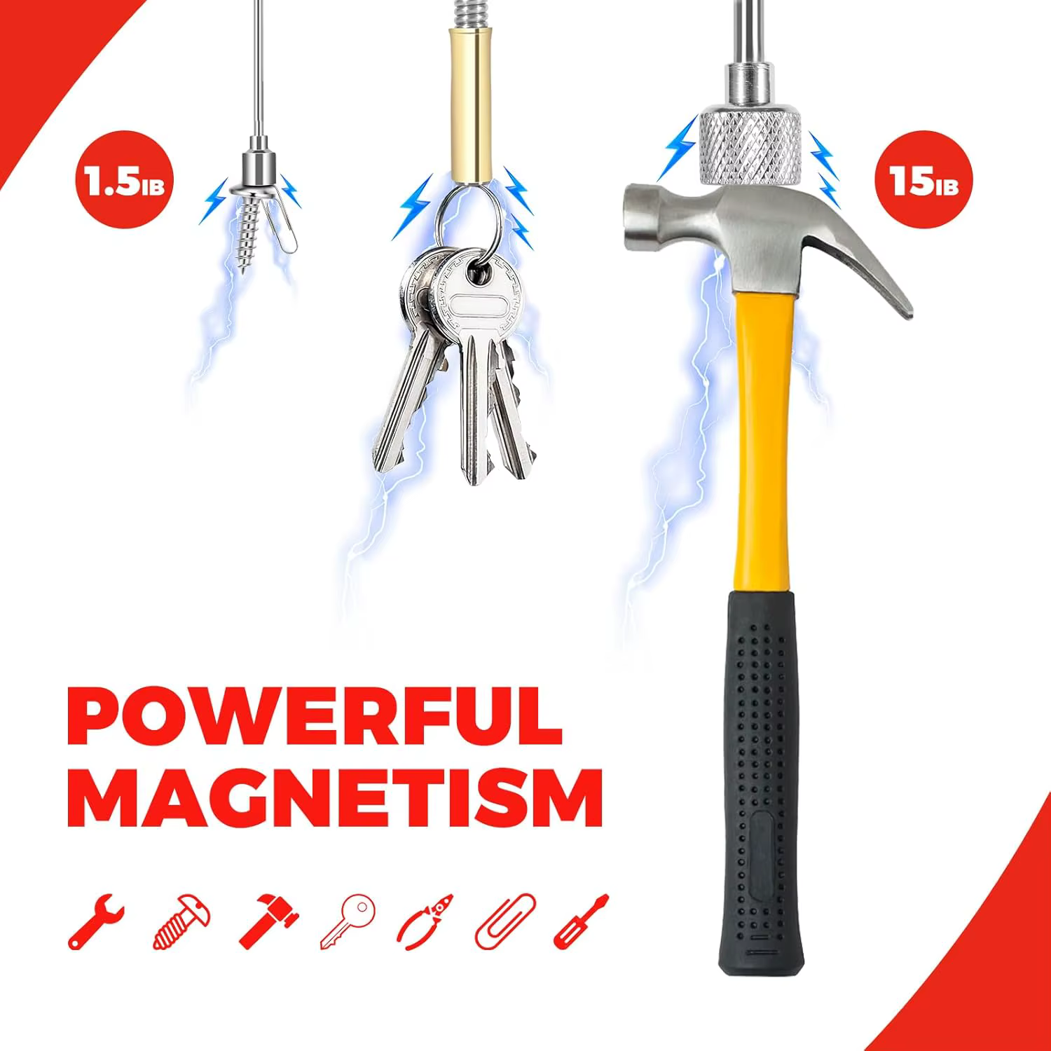 Ensemble de 3 outils de ramassage magnétiques télescopiques flexibles longs pour la réparation automobile