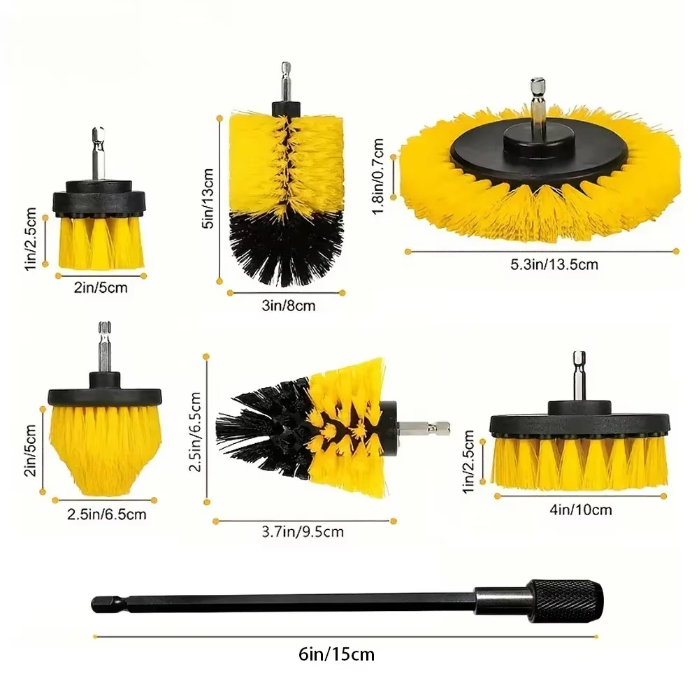 Ensemble de brosses de nettoyage rondes en Nylon pour perceuse électrique
