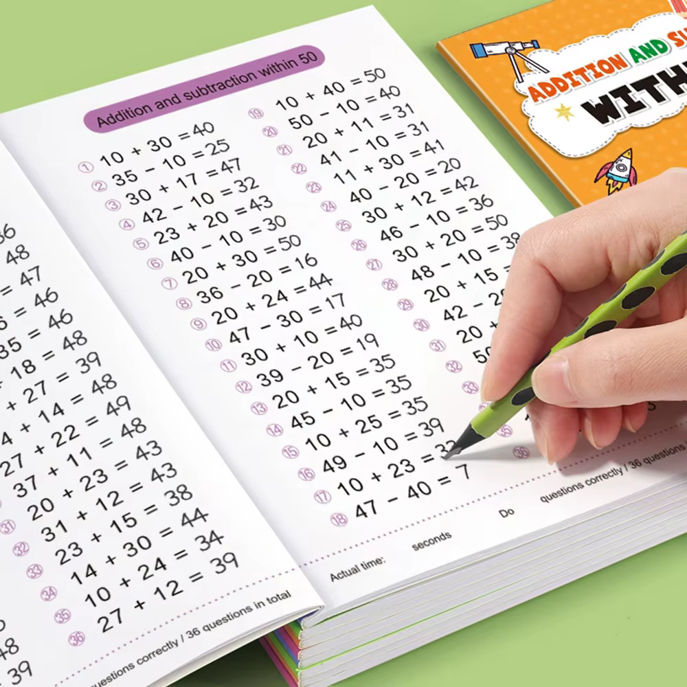 1 livre d'exercices d'arithmétique d'addition et de soustraction pour enfants, calcul rapide, formation en mathématiques, livres d'arithmétique 10-100
