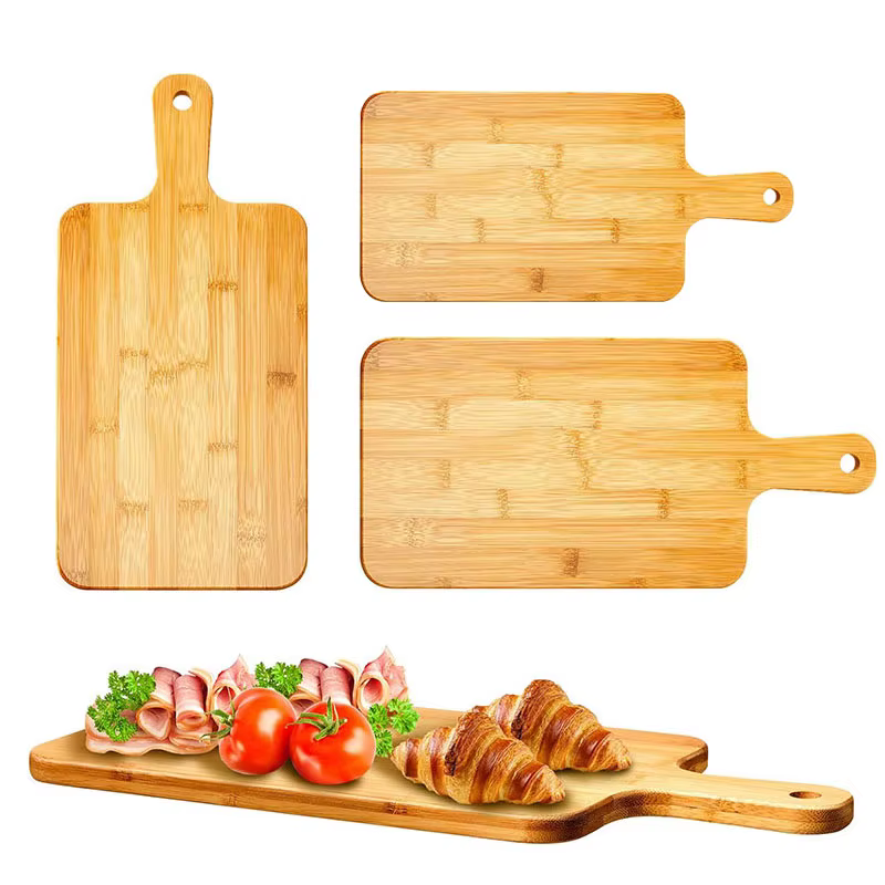 Planche à découper en bambou avec poignée, grande planche de service en bois, planches à découper de cuisine pour Pizza, légumes, viande