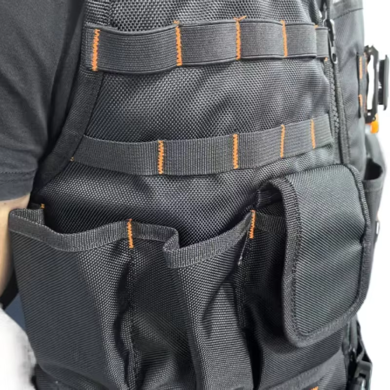 Gilet de travail TOOLSTACK TSK-62, vêtement de travail, gilet de sécurité, multi-poches, veste à fermeture éclair, gilet de travail robuste pour travaux de construction, électriciens