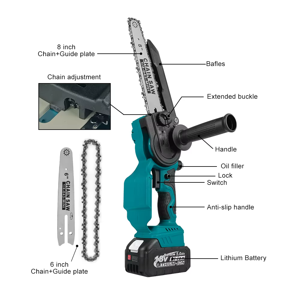 Kamolee-Mini scie électrique sans balais aste, scie JOSaw, coupe-bois, élagage, outils électriques de jardin, 6 po, 8 po