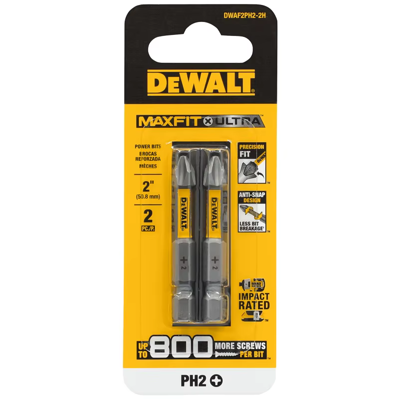 DEWALT DWAF2PH2-2H Impact PH2 50MM forets 2PC MAXFIT X ULTRA jusqu'à 800 plus de vis par embout accessoires d'outils