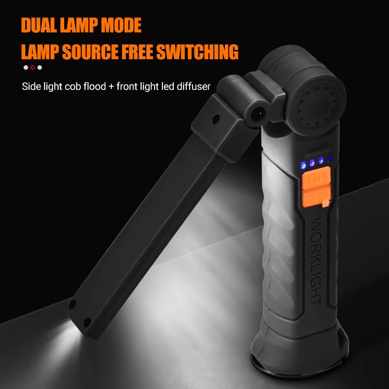Lampe de travail rotative multifonctionnelle, lampes de poche rechargeables USB avec crochet magnétique, idéale pour l'inspection et l'urgence des réparations automobiles