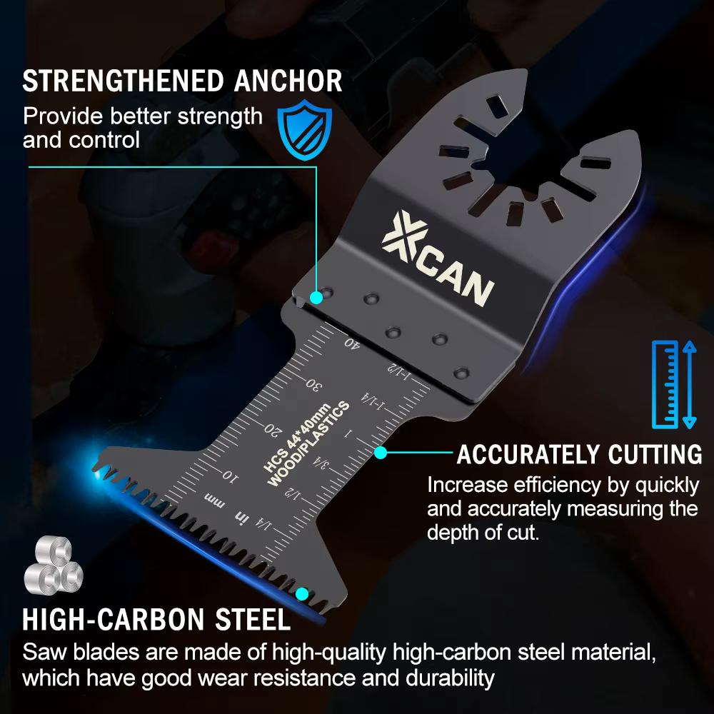 XCAN 1/5/10 lames de scie oscillante de 44 mm en acier à haute teneur en carbone