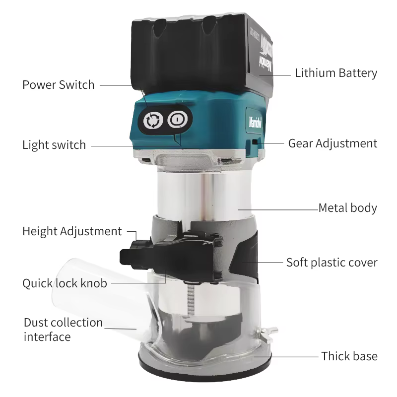 Mamidw tondeuse sans brosse routeur électrique sans fil charpentier fraisage gravure Machine à rainurer pour Makita 18V batterie broche