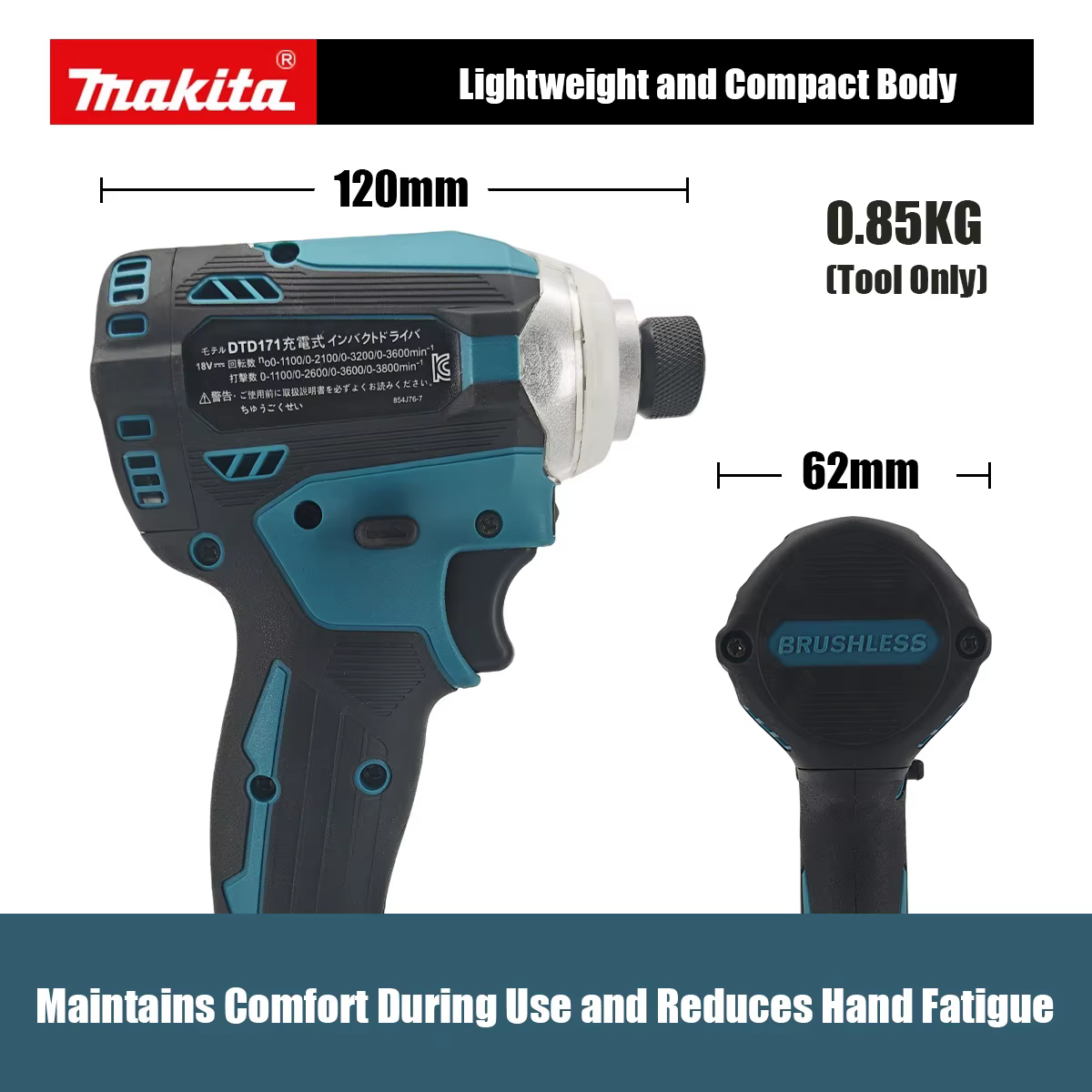 Makita DTD171 Perceuse à chocs sans fil sans balais 18V avec éclairage de travail LED