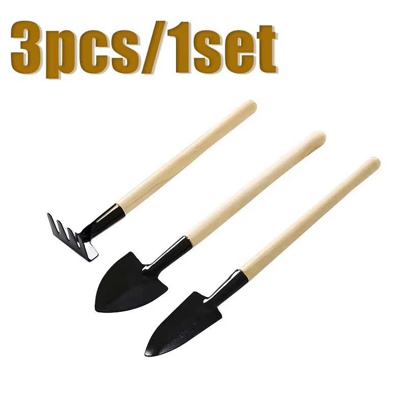 Ensemble d'outils de jardinage miniatures 3 pièces/1 ensemble, outils de jardinage portables de petite taille avec poignées, pelle, râteau, outils de jardinage d'intérieur, outils de plantation de fle