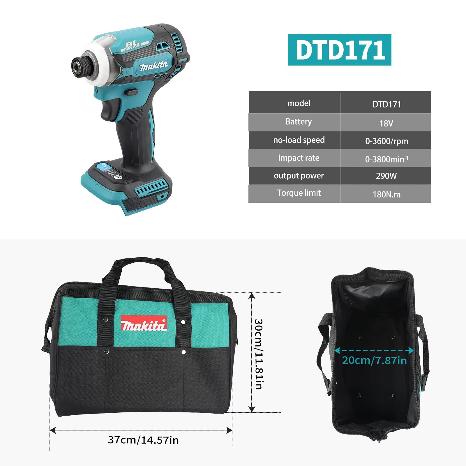Perceuse sans fil Makita DTD171, perceuse à batterie, visseuse sans balais 18V, tournevis électrique, perceuse à percussion, outil électrique