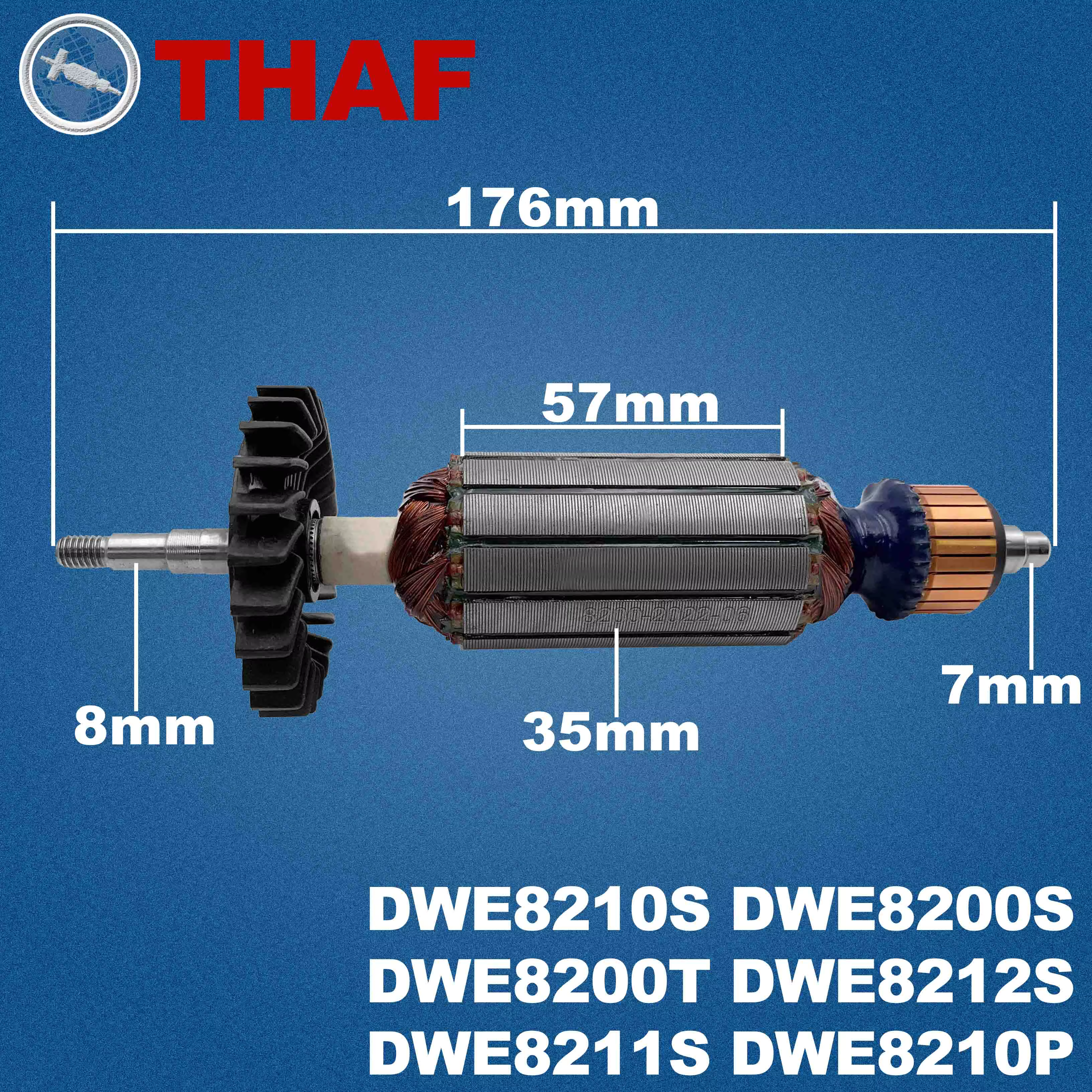 AC 220V 240V DWE8210S DWE8200S DWE8200T DWE8212S Induit Rotor pour DEWALT Meuleuse Angulaire Pièces de rechange