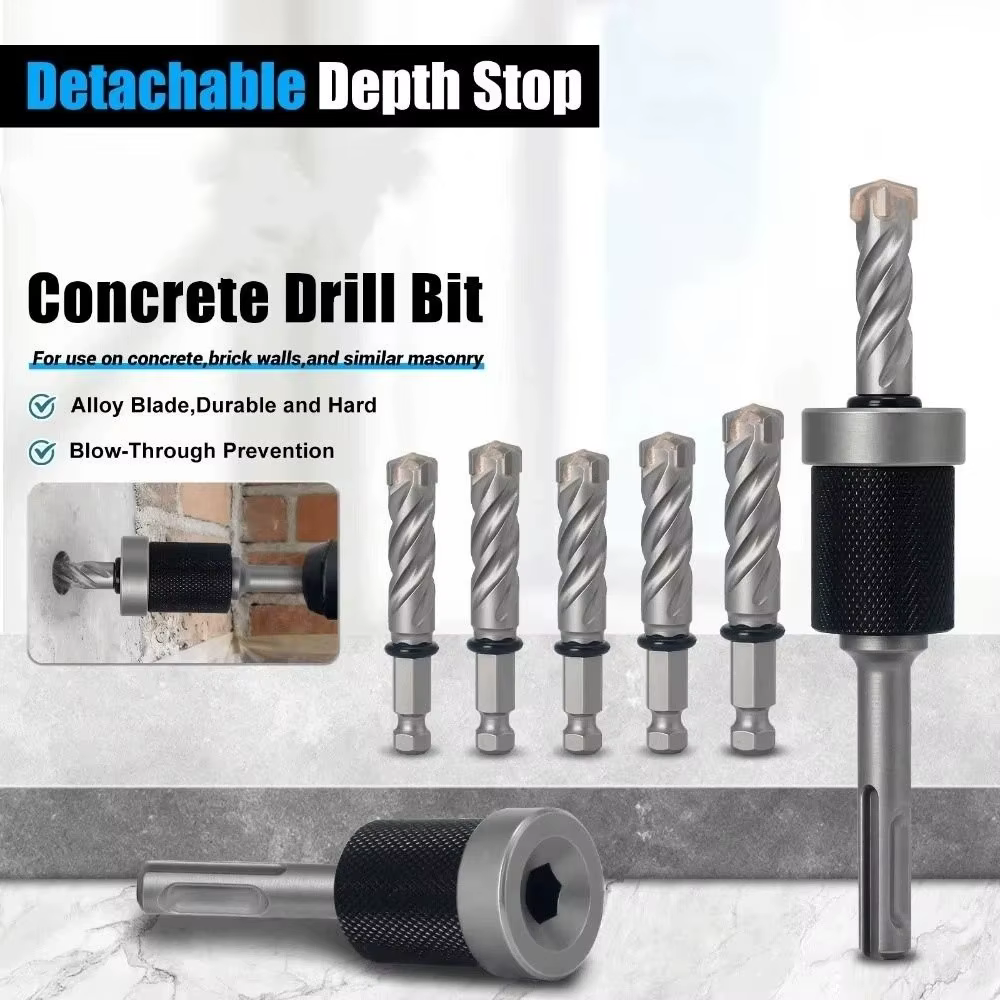 Foret à béton à arrêt de profondeur détachable de type divisé