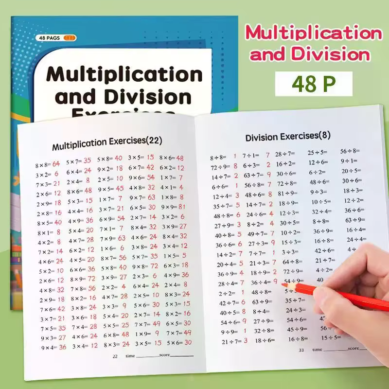 Cahier d'exercices de mathématiques sur la multiplication et la division pour améliorer les compétences en calcul chez les élèves de l'éducation spéciale, formation mathématique de base