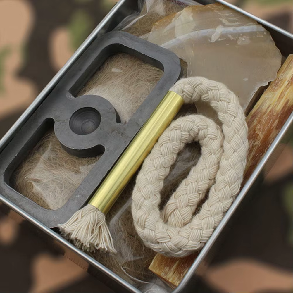 1 ensemble de cordes de démarrage de feu pour le camping, la survie en extérieur, outil de démarrage de feu, fournitures de brûleur, équipement de survie