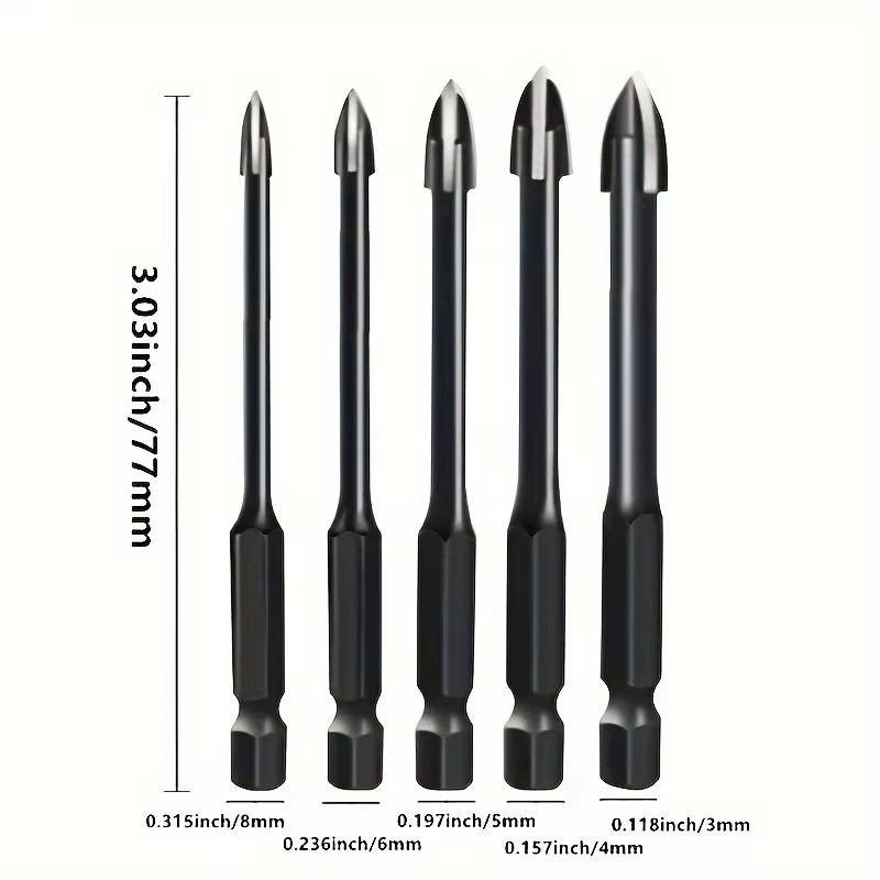 Mèches hexagonales croisées pour carrelage, verre, céramique, ouvre-trou pour béton, alliage Triangle, taille 3/4/5/6/8/10/12mm, forets pour verre