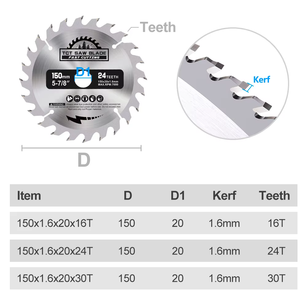 Lame de scie circulaire TCT XCAN 1PC 150mm 16/24/30T