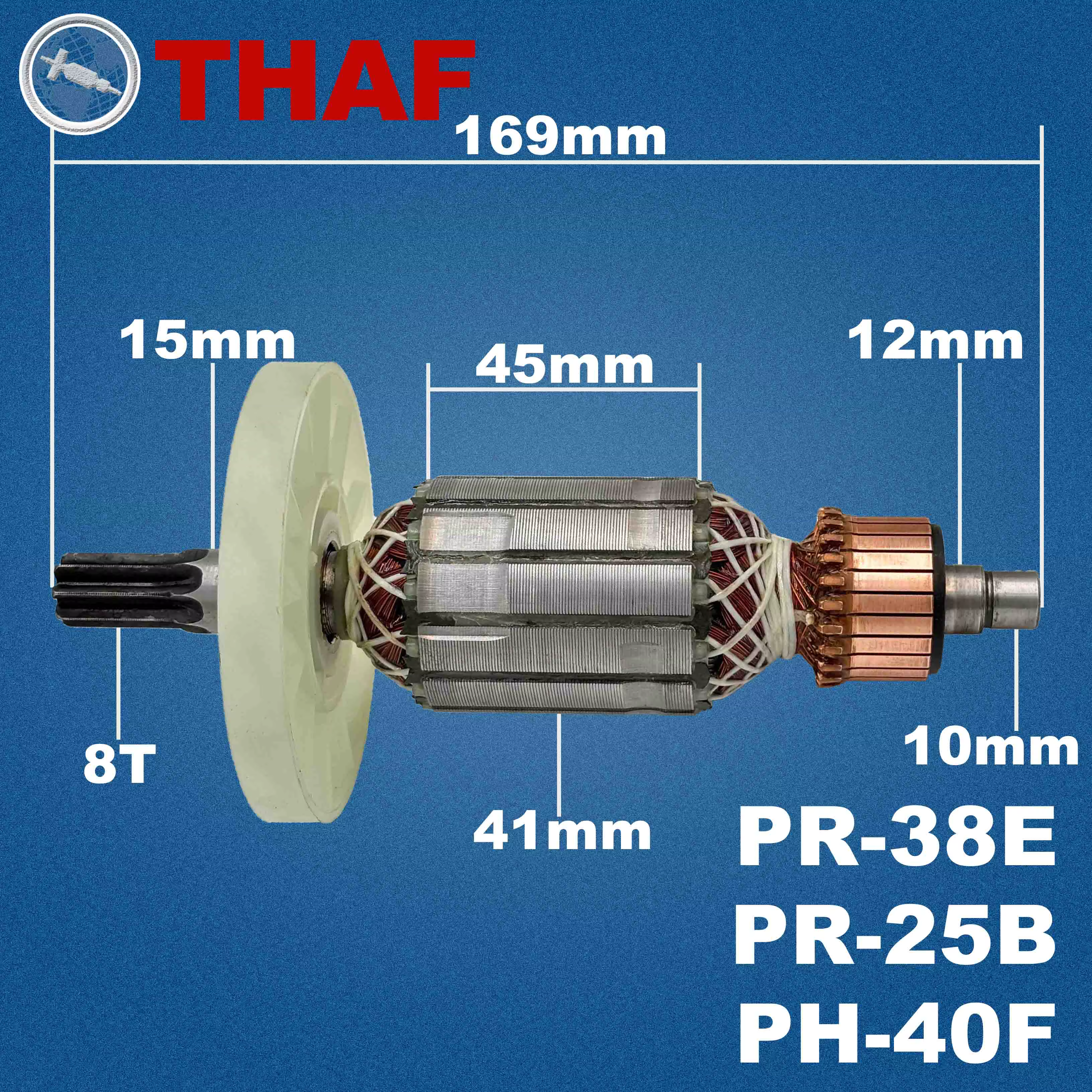 AC 220V 240V PR-25B PR-38E PH-40F Induit Rotor Stator Field pour HITACHI Marteau A Percussion Pièces de rechange