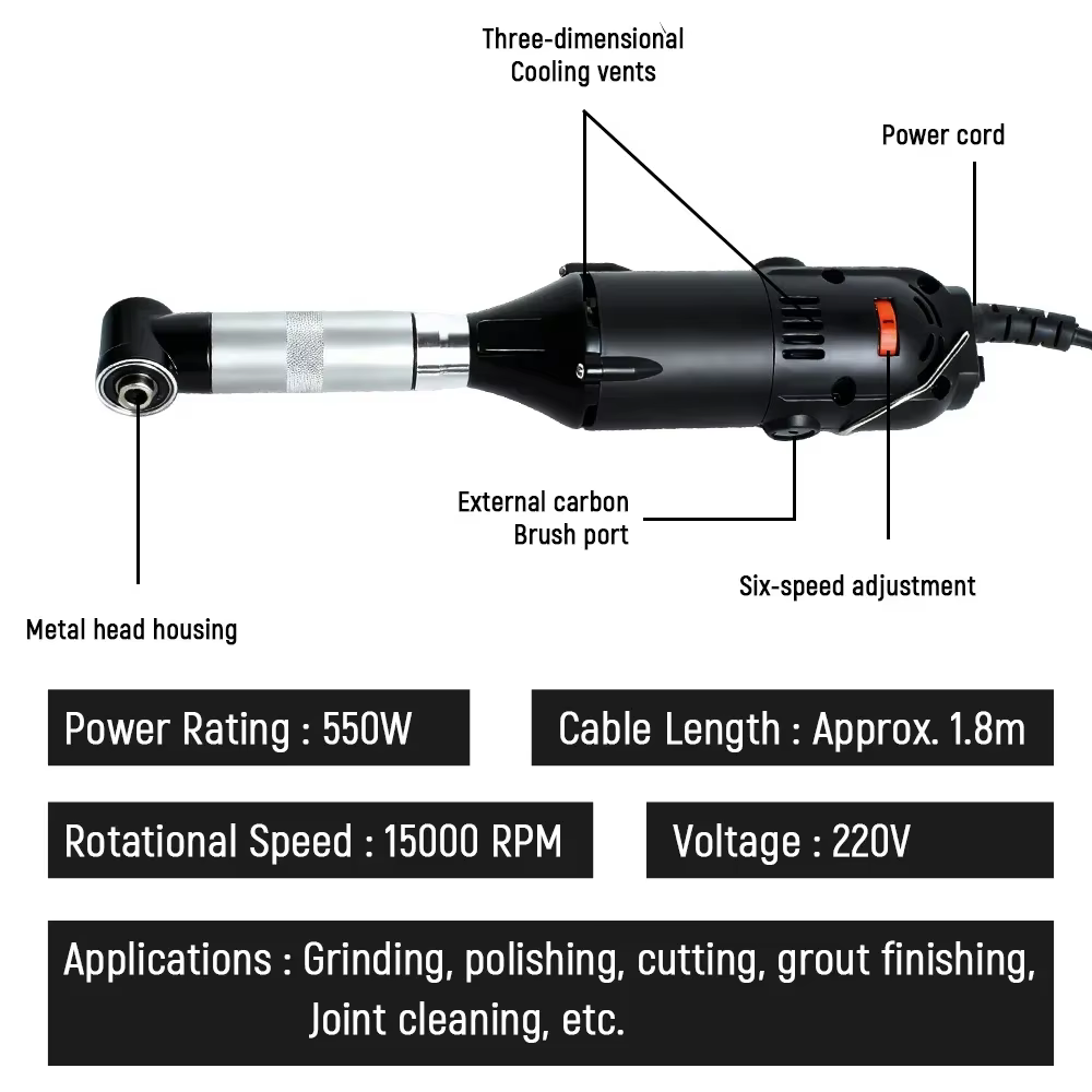 Mini 90 ° Meuleuse d'angle électrique portative 550W pour la découpe de carreaux