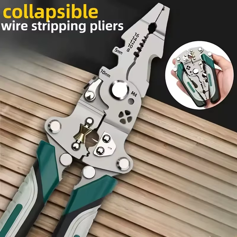 Pince à dénuder multifonction, outil d'électricien, coupe de sertissage, conception pliable, facile à ranger