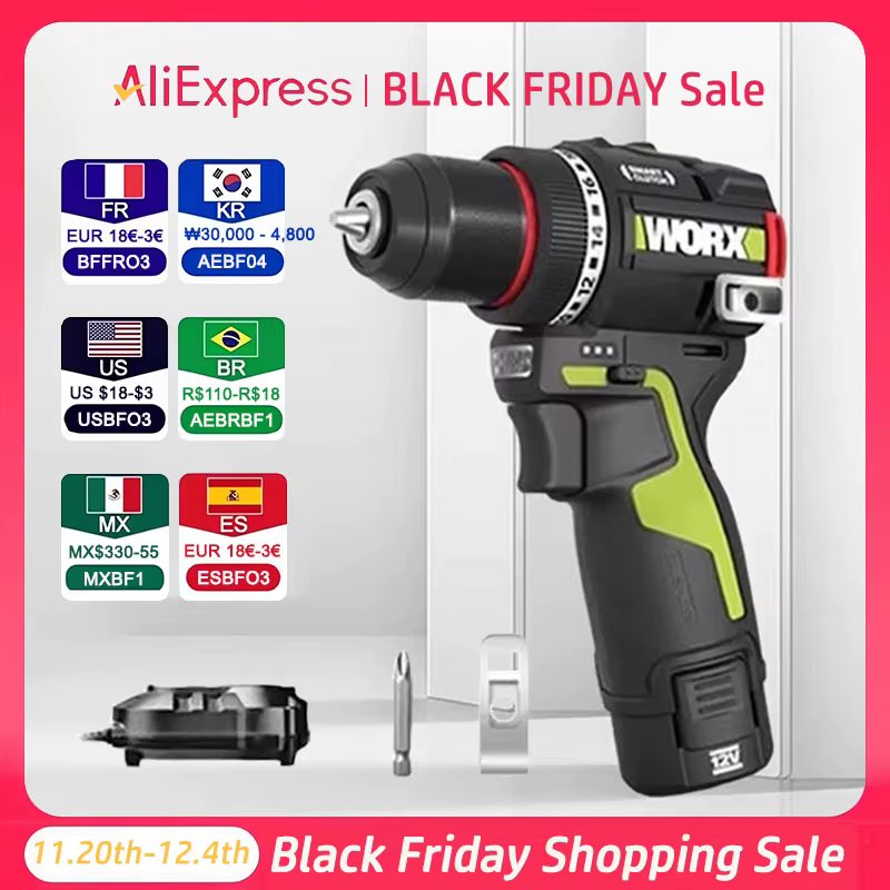 WORX WU135 perceuse électrique sans fil 12V 50Nm 1800 tr/min moteur sans brosse tournevis