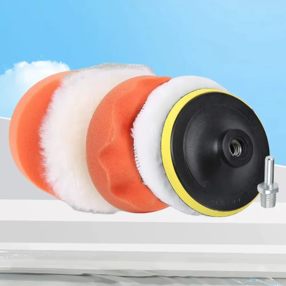 Kit de tampons de polissage pour voiture 3/4/5 pouces – Disques en laine et mousse pour perceuse