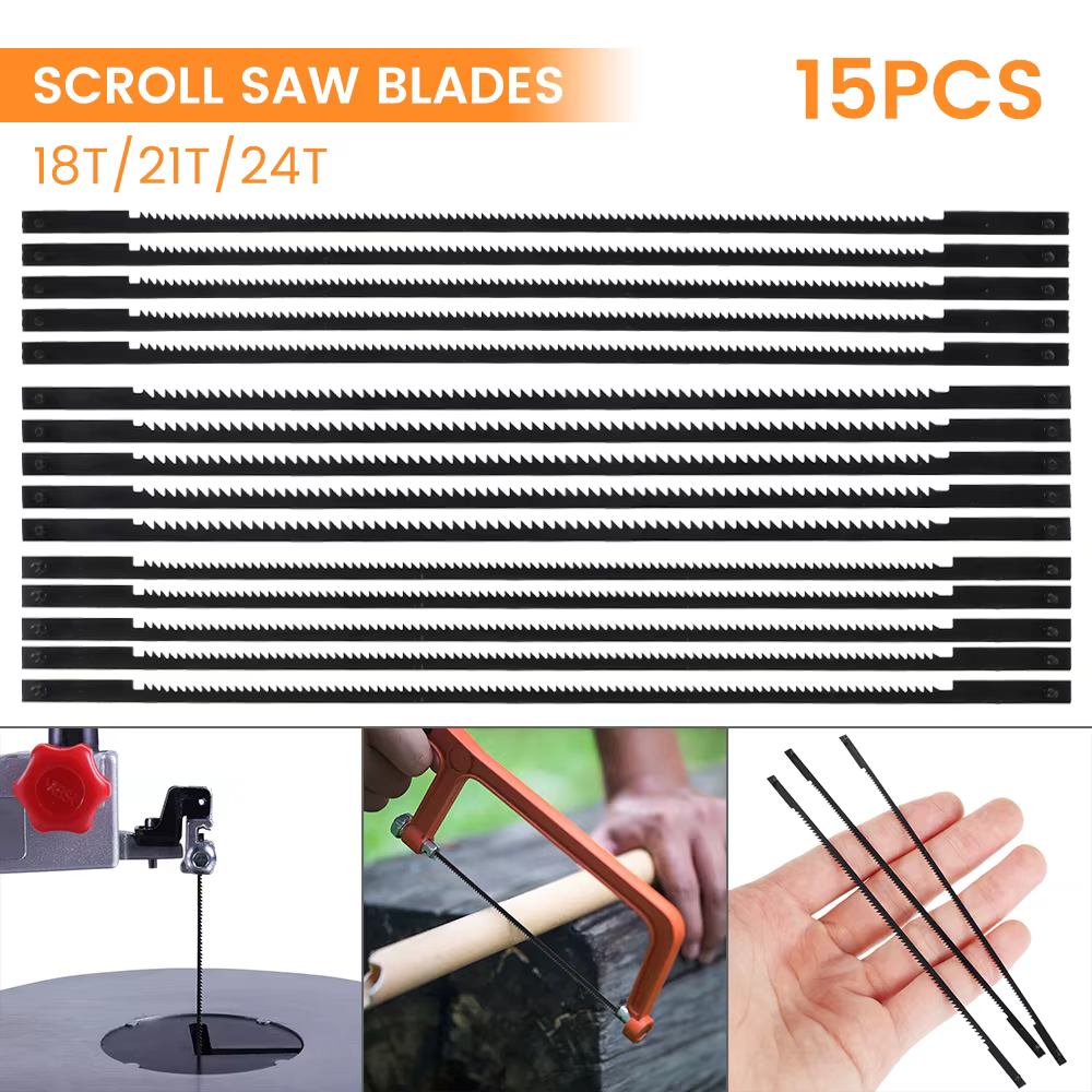 15 pièces lames de scie à chantourner extrémité de broche 18/21/24TPI pour bricolage