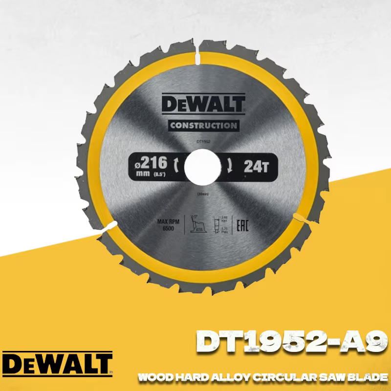 DEWALT DT1952-A9 Lame de scie circulaire en carbure de 216 mm, lame de scie à bois 216x30x24T pour scie circulaire, accessoires pour outils électriques