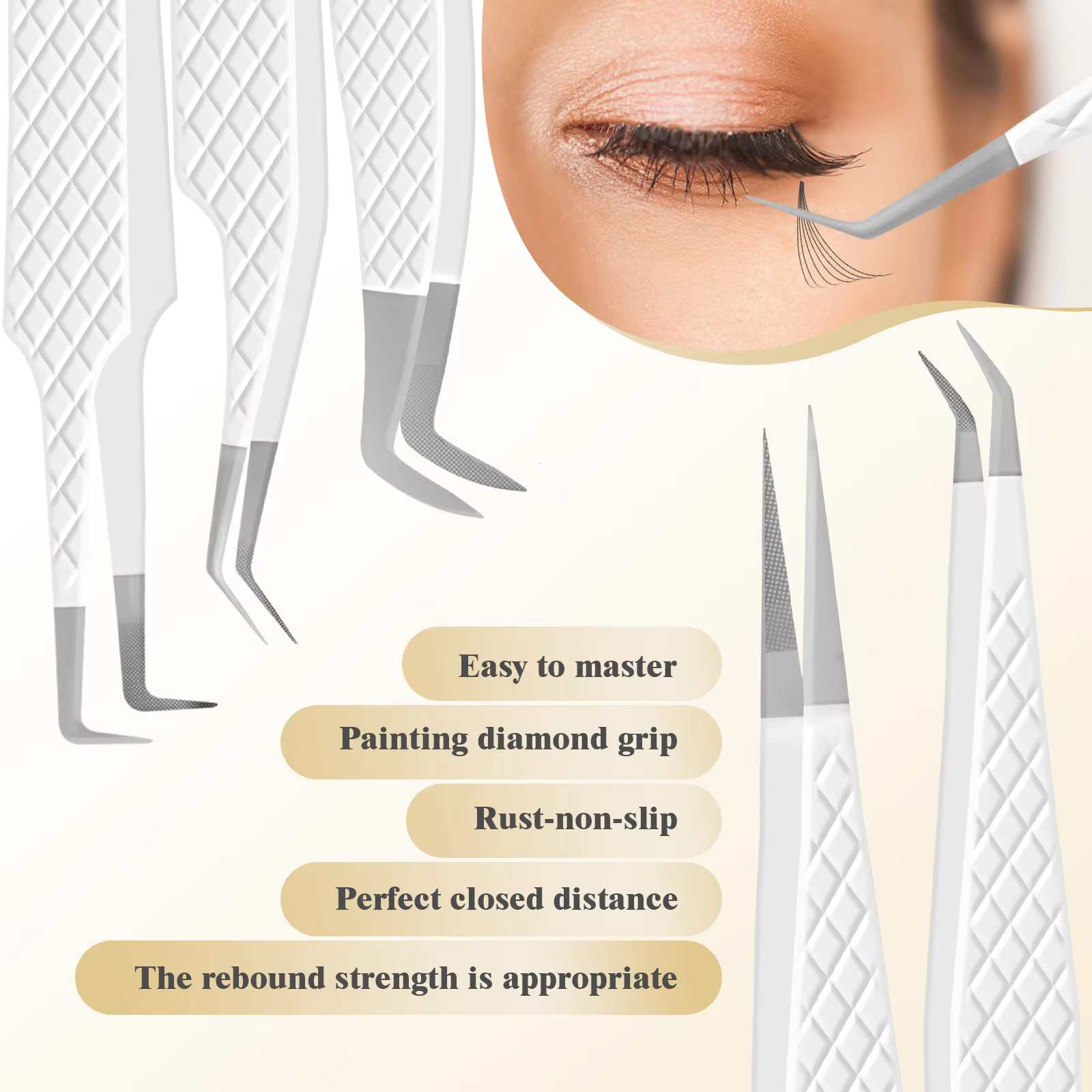 Pincettes pour Extensions de cils, avec pointes en fibres, pour artistes de cils, haute précision, antistatiques, super dures, outils de maquillage, Logo personnalisé
