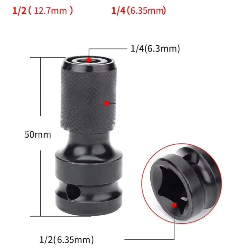 Adaptateur de mandrin de perceuse, adaptateur de douille hexagonale, entraînement 1/2" vers embouts de perçage à percussion 1/4", adaptateur de charge rapide pour outils électriques