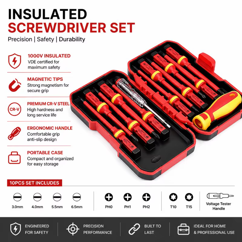 Kit de tournevis isolés pour électricien
