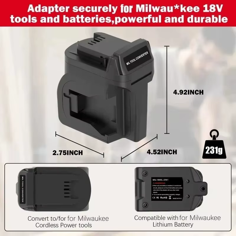 Adaptateur de batterie pour outils Milwaukee 18V MIL18MIL 2 en 1