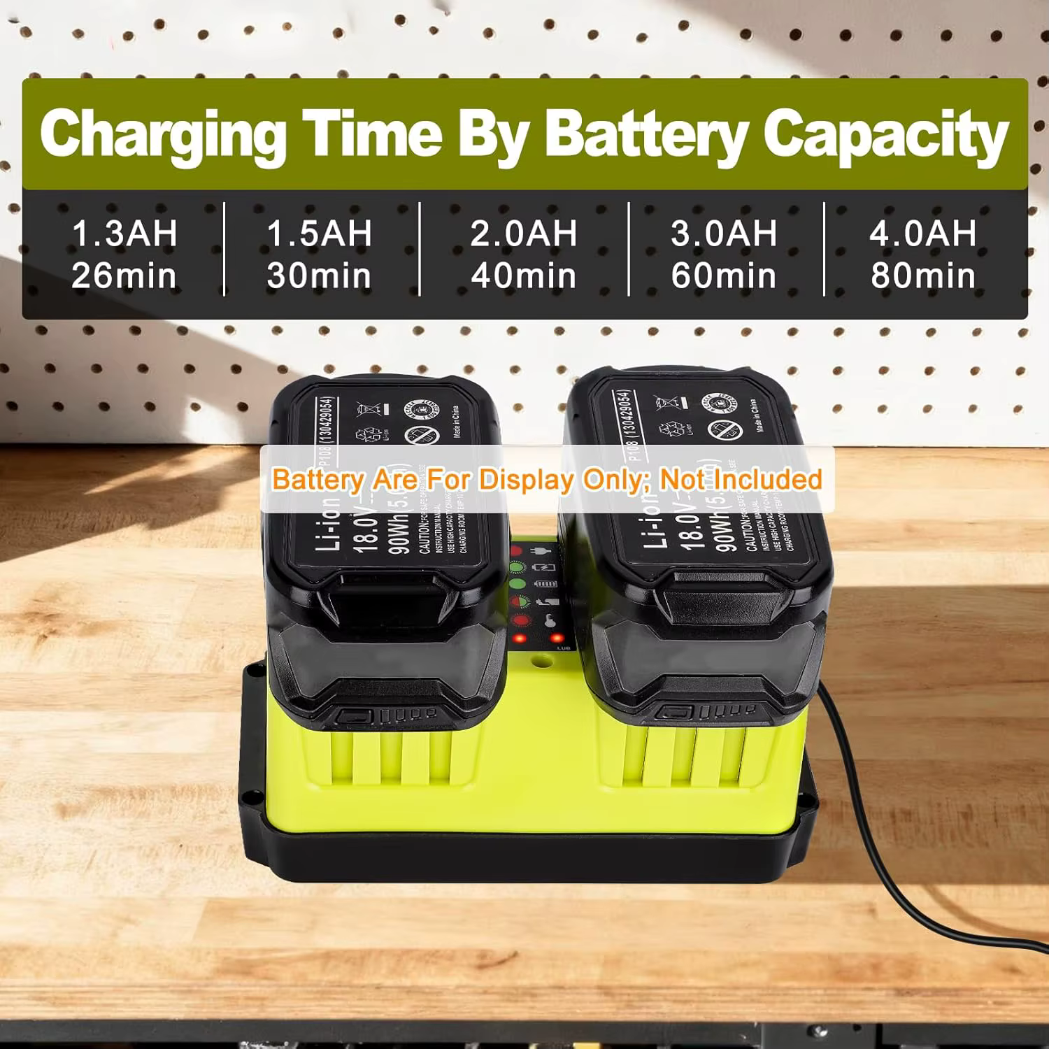 Station de charge rapide à 2 ports pour batterie Ryobi 18V – Chargeur de remplacement pour outils