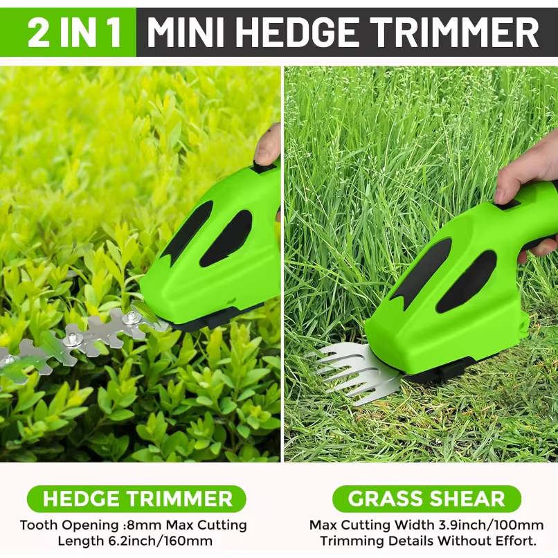 Taille-haie électrique sans fil 2-en-1 rechargeable