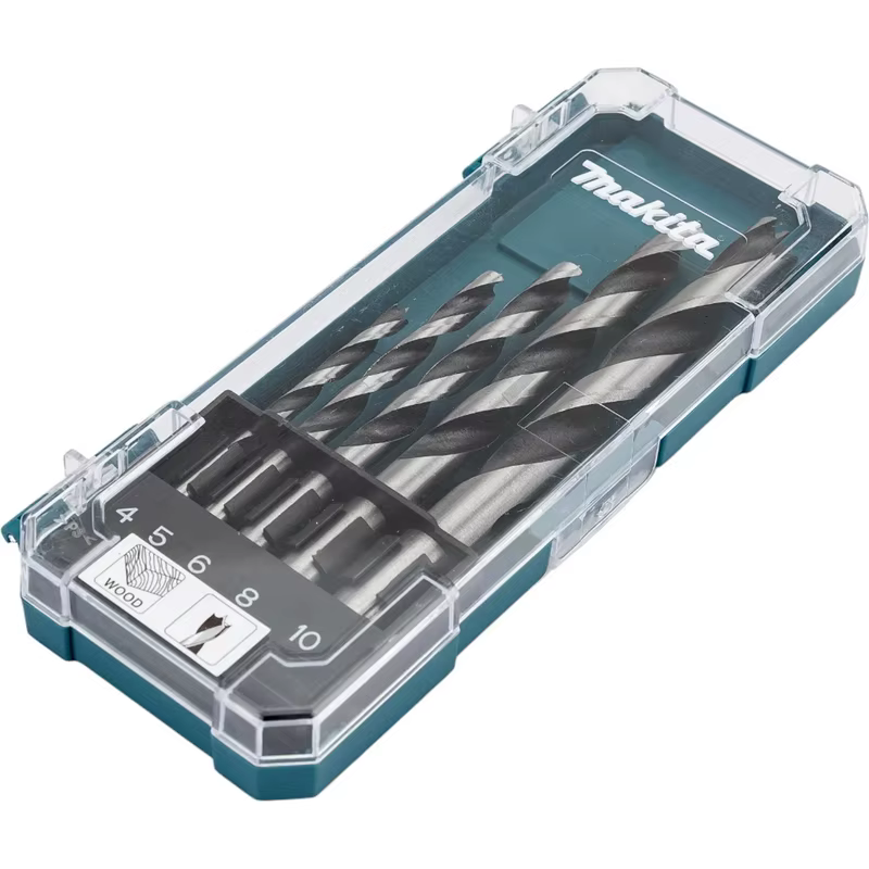 Makita D-72861 jeu de forets à bois 5 pièces 4 mm/5 mm/6 mm/8 mm/10 mm tige droite tournevis à percussion accessoires d'outils de forage hélicoïdal