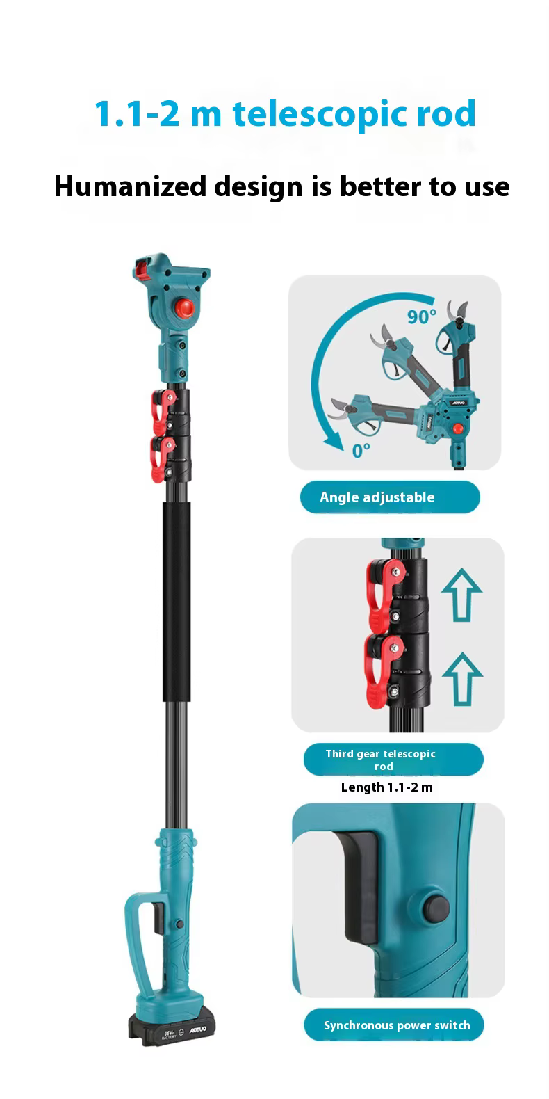 Tronçonneuse électrique à long manche pour l'élagage