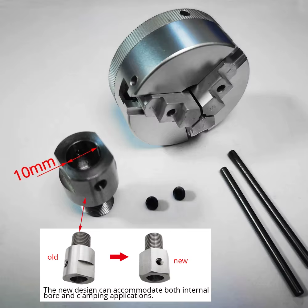 Mini mandrin à trois mâchoires de 50mm pour meuleuse d'établi de tour, perceuse électrique en alliage d'aluminium, mandrin de tournage à centrage automatique pour le travail du bois