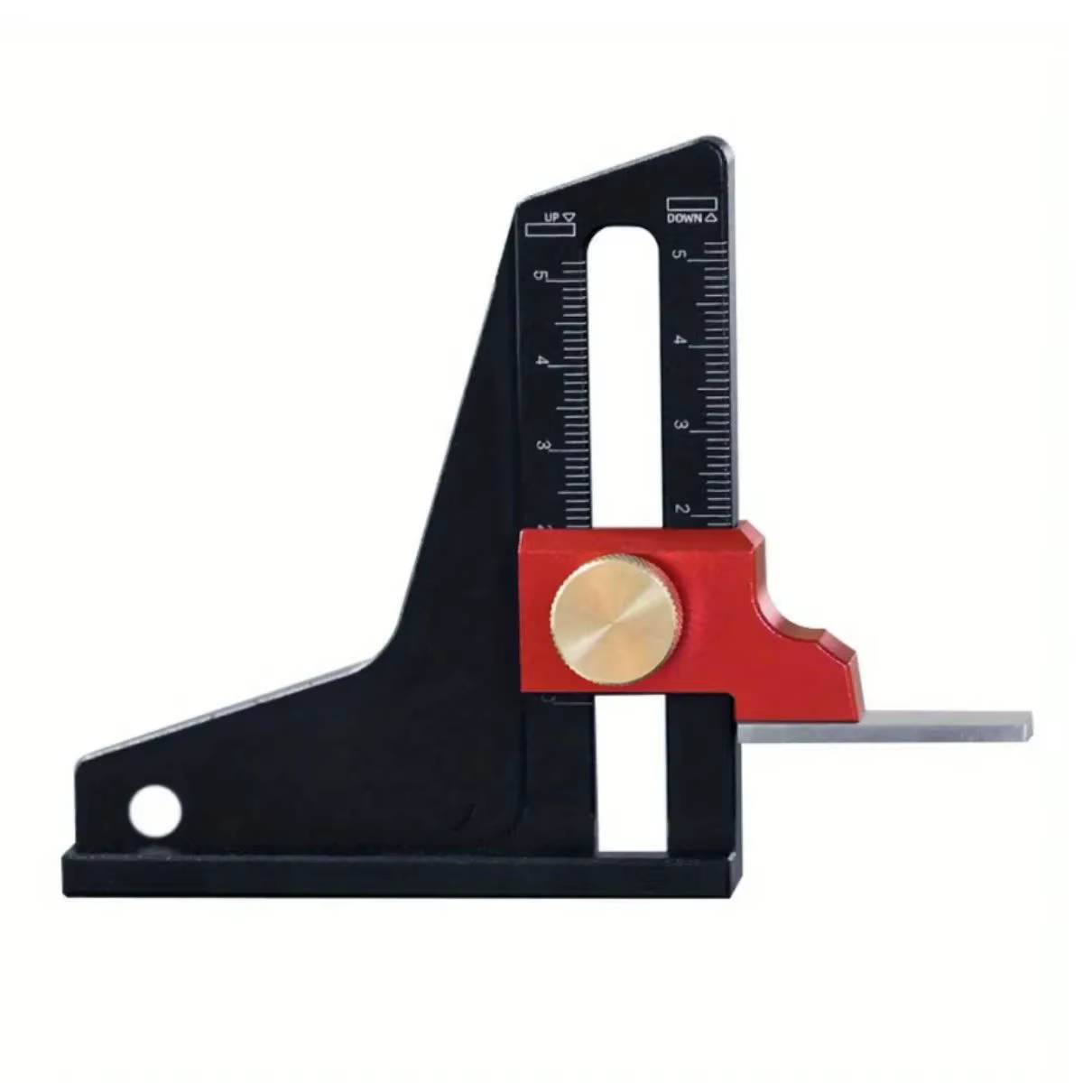 Jauge de profondeur pour scie à table 0-50 mm en aluminium réglable avec verrouillage pour réglage de la hauteur