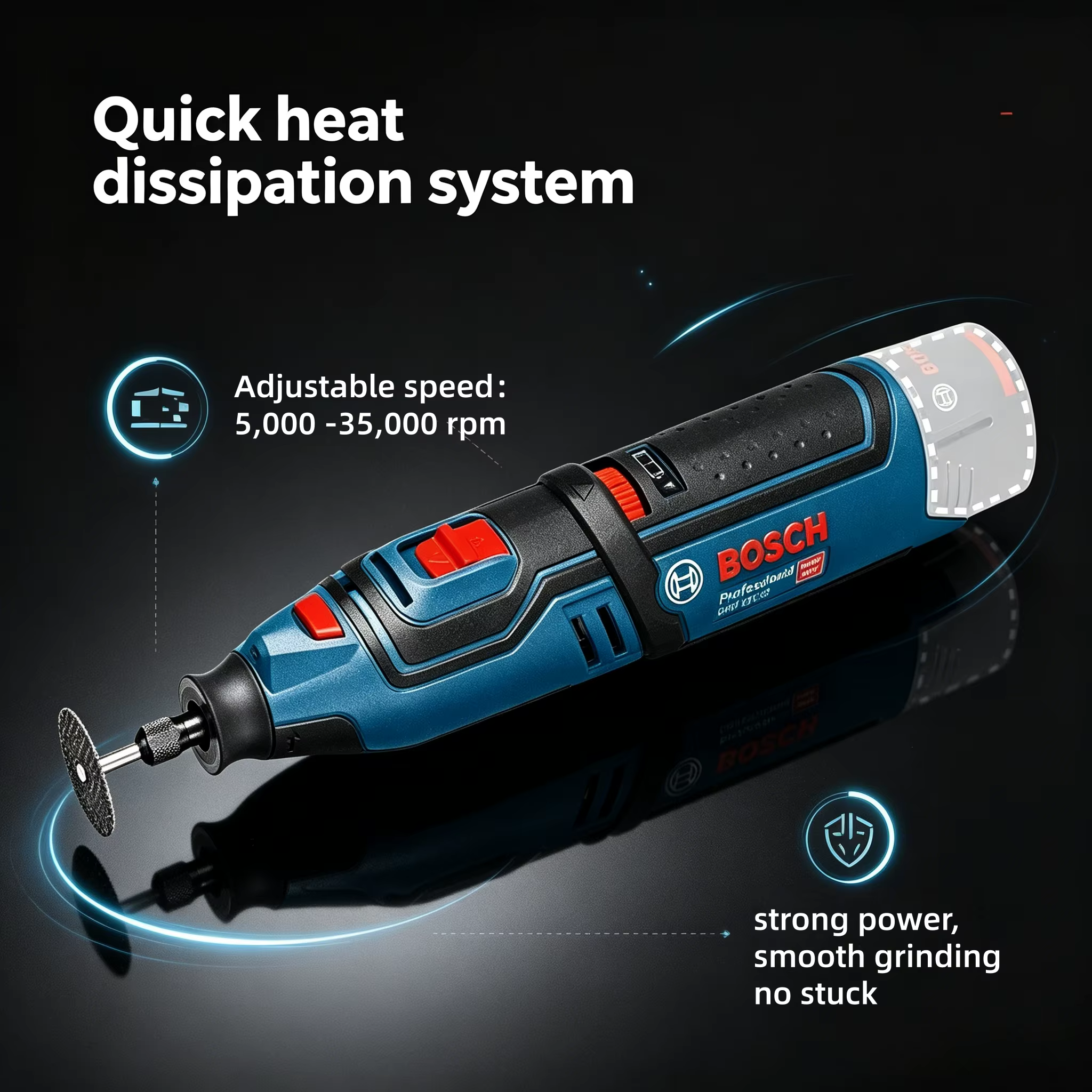Meuleuse droite rechargeable portable BOSCH GRO12V-35