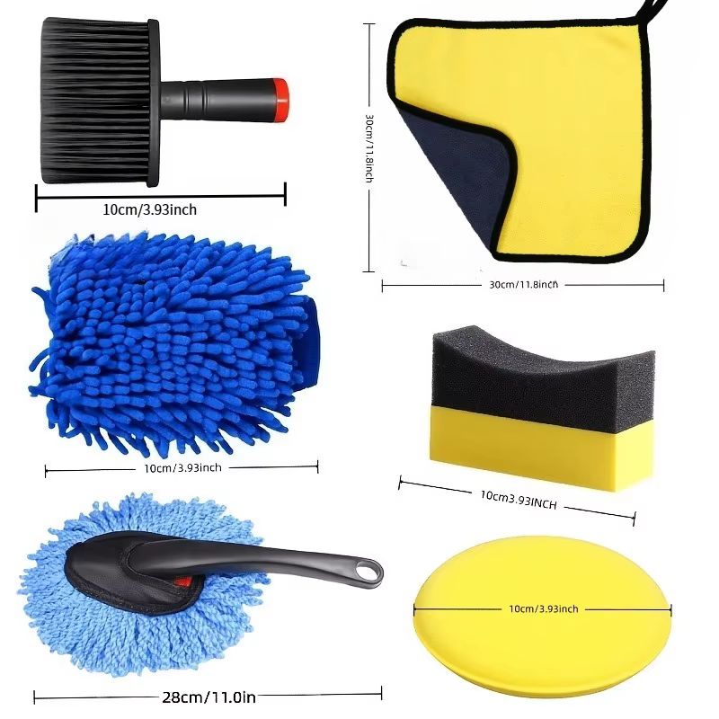 Kit d'outils de nettoyage de voiture, comprenant des brosses de nettoyage, des outils d'entretien de voiture essentiels pour un nettoyage complet de voiture et de moto