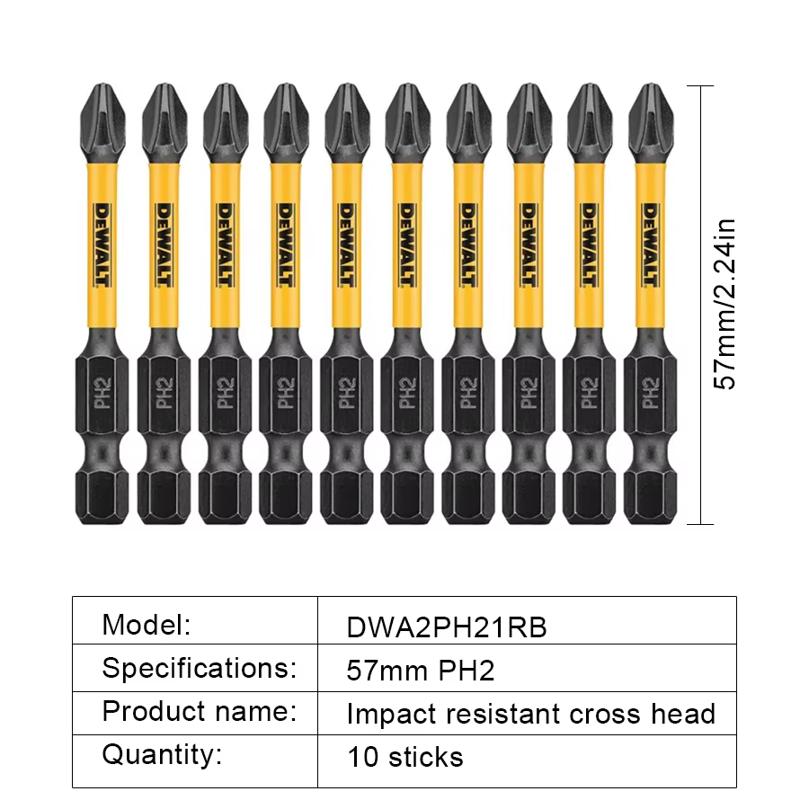 DEWALT 2/5/10 pièces PH2 57mm embouts de tournevis à percussion embout Phillips
