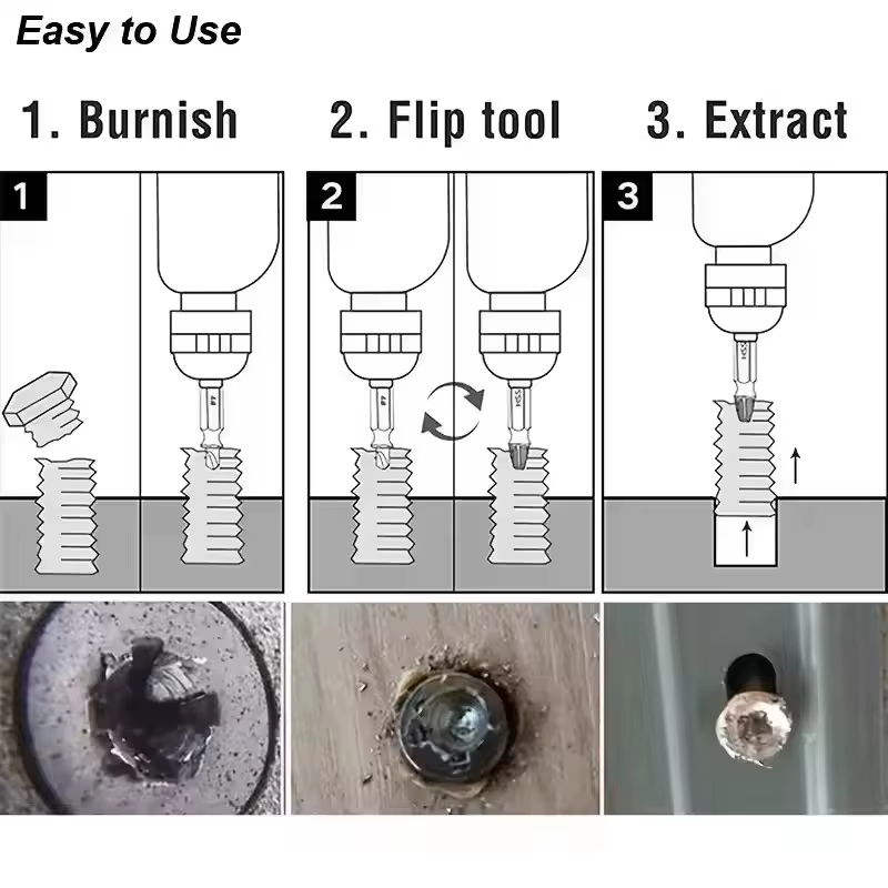 Kit d'extracteurs de vis endommagées HSS – Perceuse pour vis usées et cassées – Outil de démolition rapide et facile pour outils électriques