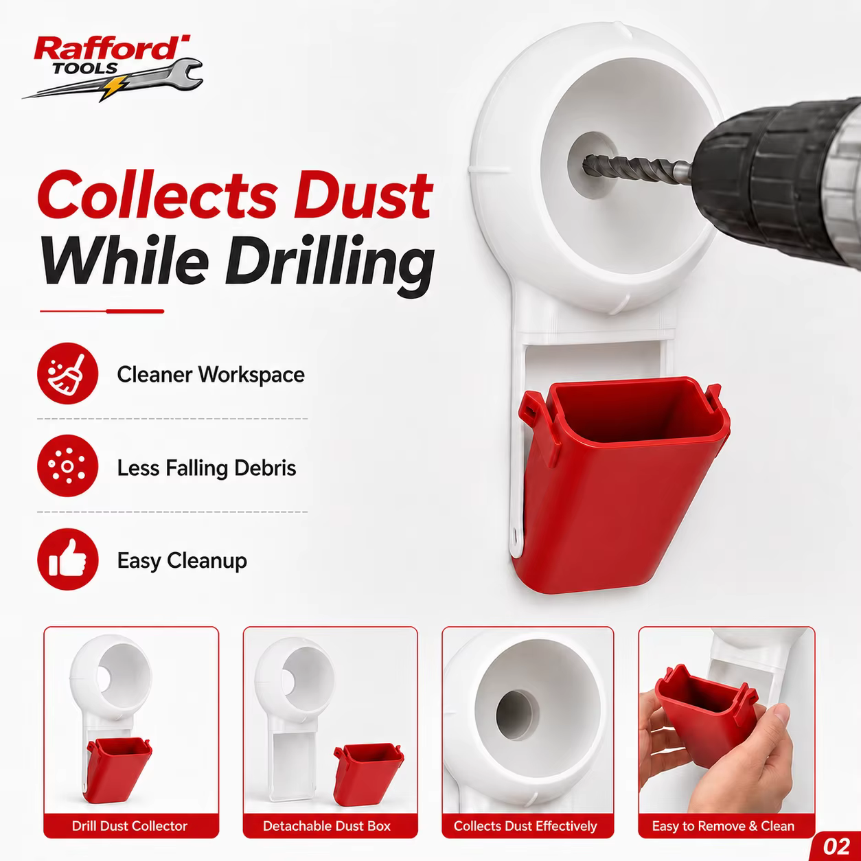 Rafford 1 pièce Boîte de collecte de poussière pour perceuse