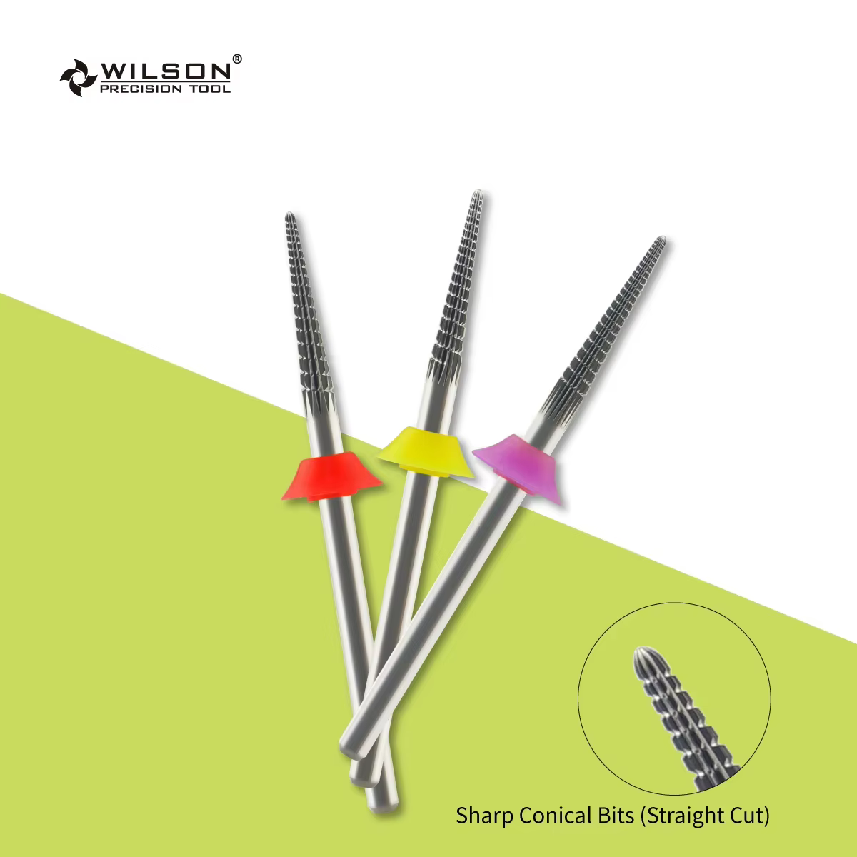 Embouts coniques affûtés WILSON (coupes droites et croisées) - Outils de coupe pour manucure