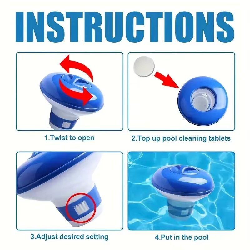 Distributeur de chlore flottant pour piscine, 5 pouces, avec aérations réglables et couvercle anti-fuite, pour piscines intérieures et extérieures, spas et bains à remous, 1 pièce