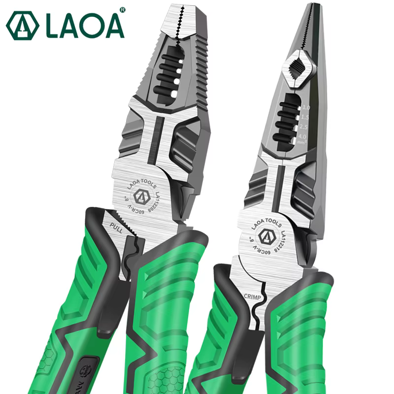 LAOA 8 pouces multifonction aiguille nez électricien pince coupante fil dénudage Terminal sertissage outils à main