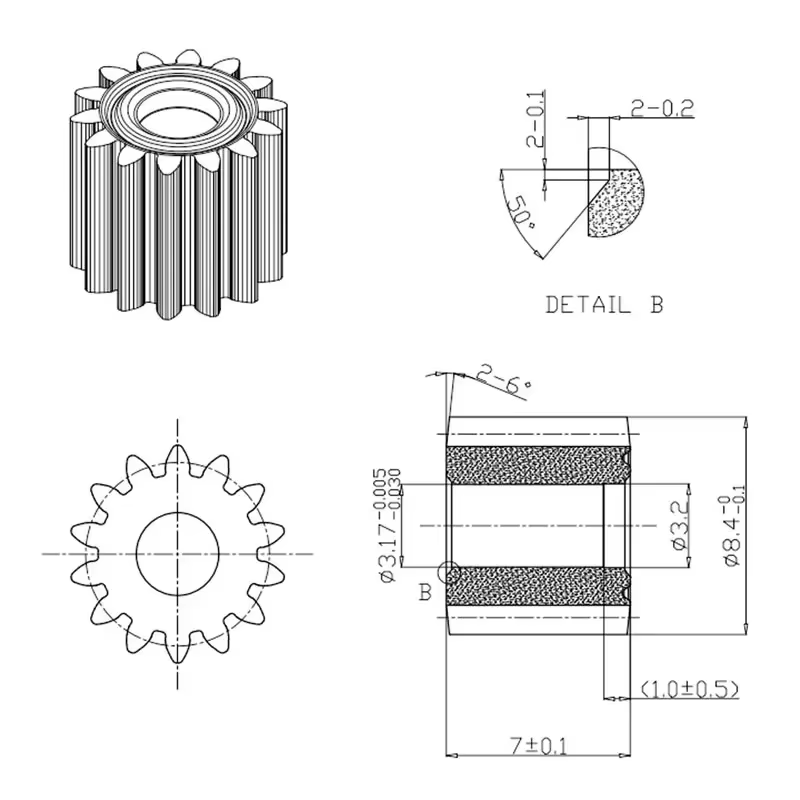 Moteur 21V à balais 14 dents adapté aux accessoires d'outils électriques pour mini-tronçonneuses sans fil de 4/6 pouces