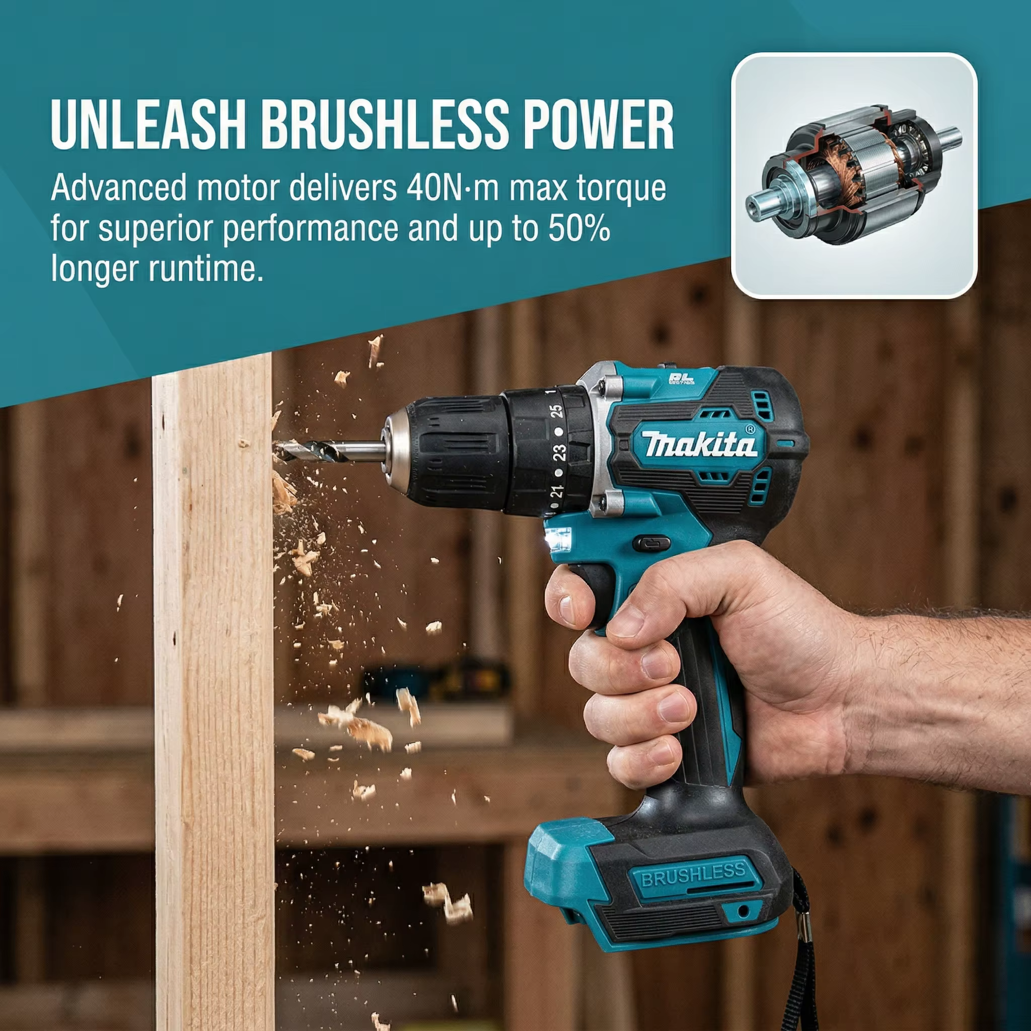 Perceuse-visseuse sans fil Makita DDF487 18V, moteur sans balais, couple de 40 Nm, outil pour la réparation domestique et l'assemblage de meubles