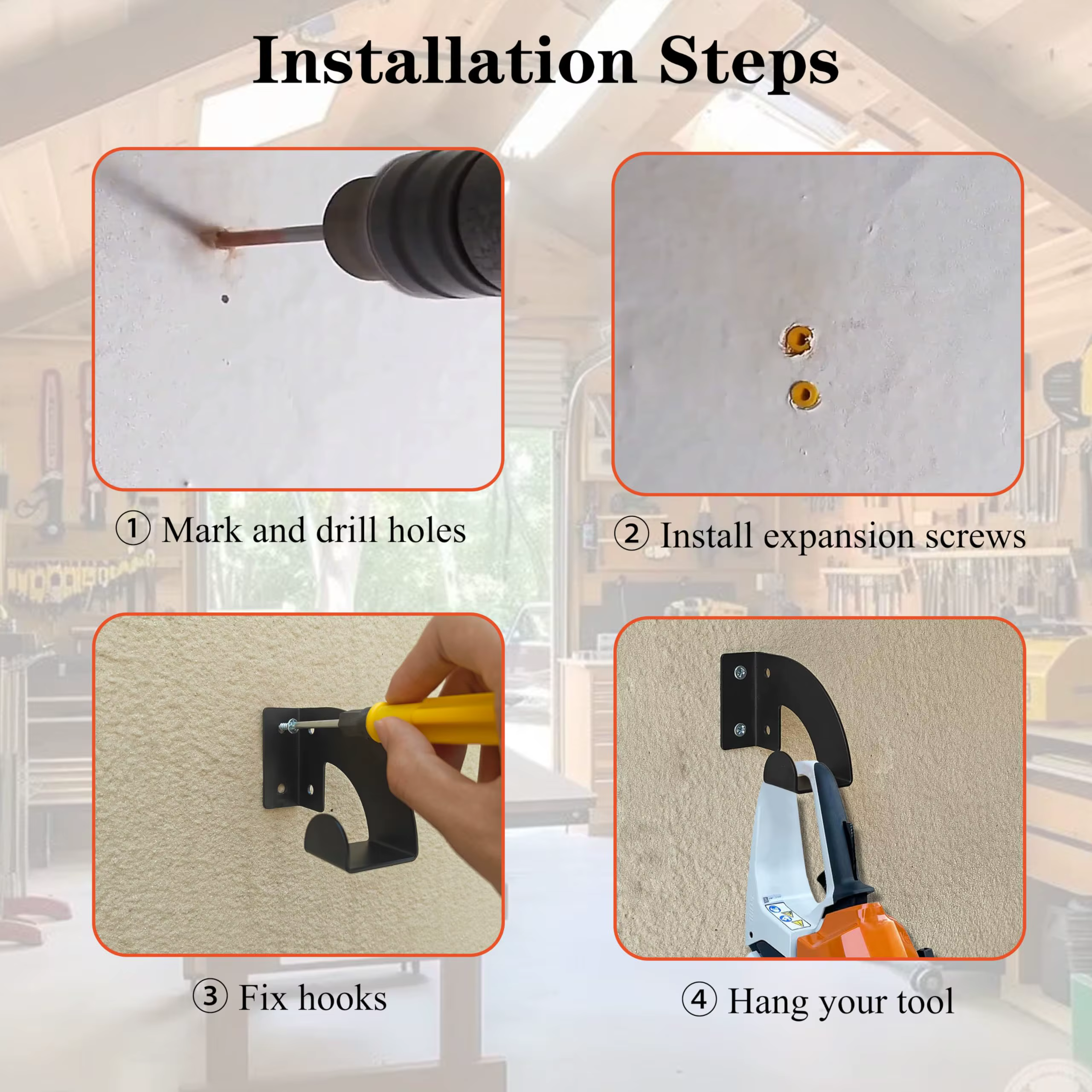 Support mural multifonctionnel robuste pour outils d'atelier