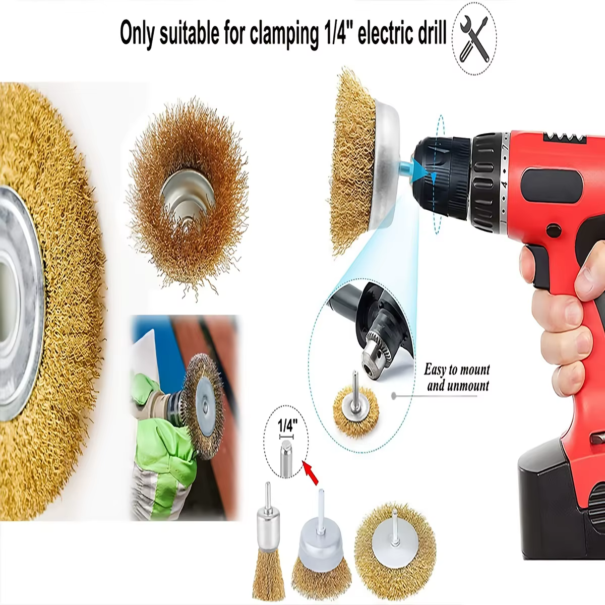 Brosse métallique pour perceuse